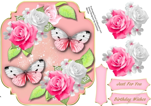 Butterflys and Pink  Roses  