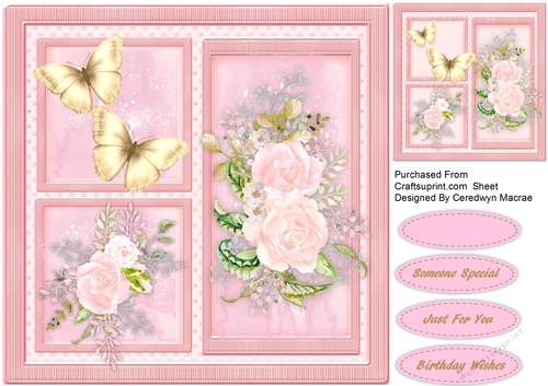 Blush Roses and Golden Butterflys 