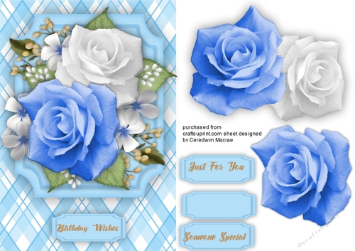 Blue Roses and Babys Breath