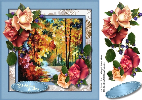 Beautiful Autumn Scene and Roses 