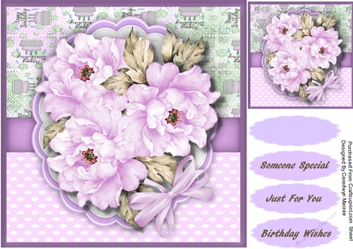 Lilac Roses on a Scalloped Mat 