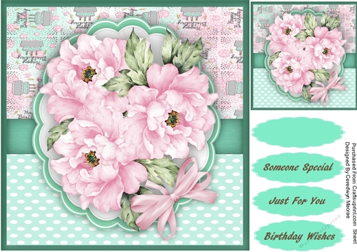 Pink Roses on a Scalloped Mat 