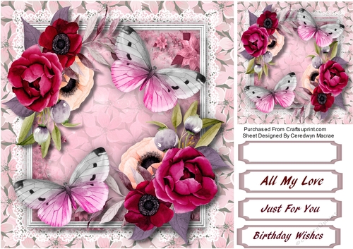 Wine Roses and Butterflys