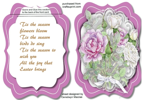 Tent card , Bouquet of Roses 