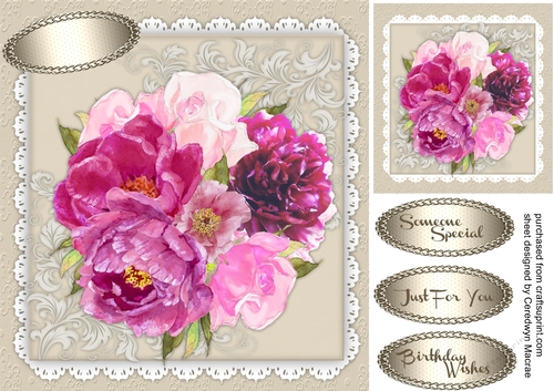 Beautiful Blush Roses on lace 