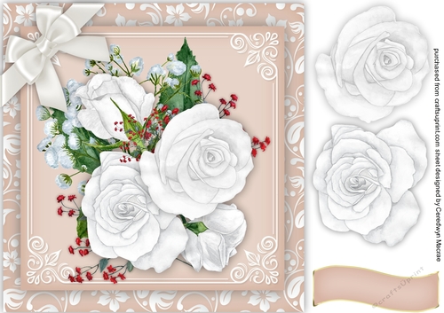 Beautiful White  Roses and corner Bow