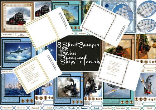 8,Sheet Bumper Kit, Trains , Planes and Ships with Bonus Incerts 