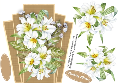 Beautiful Art Decko Topper , with White Lillies 