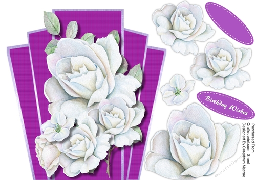 Beautiful Art Decko Topper , with White Roses