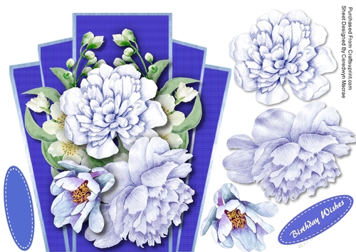 Beautiful Art Decko Topper , with Blue  Roses