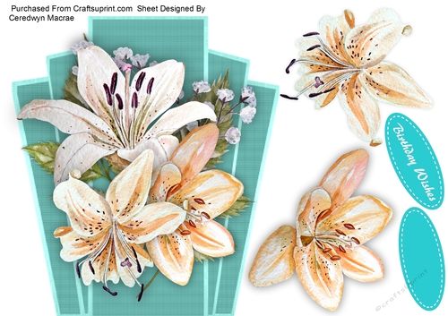 Beautiful Art Decko Topper , with Lillies