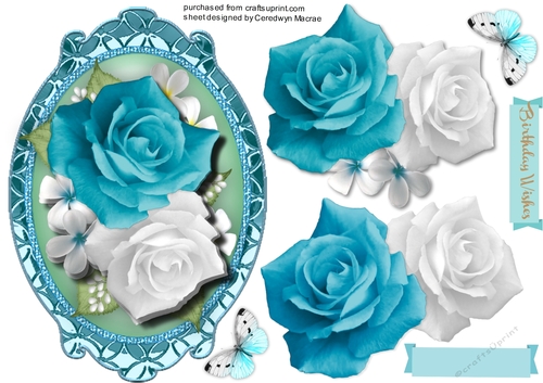 Beautiful Aqua Roses in a Gilded  frame 