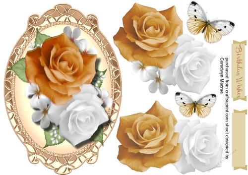 Beautiful Cream Roses in a Gilded  frame 