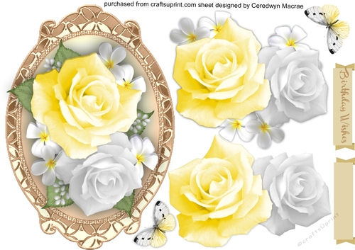 Beautiful Yellow Roses in a Gilded  frame 