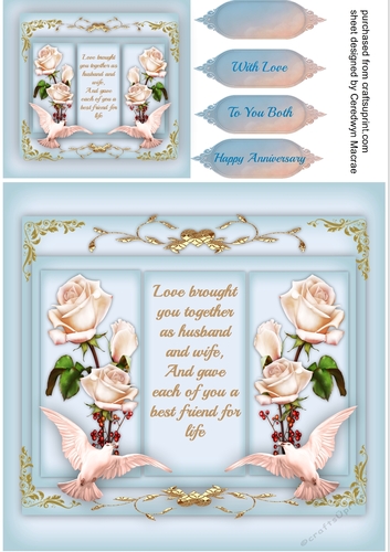 Beautiful Love Doves and White Roses , Anniversary