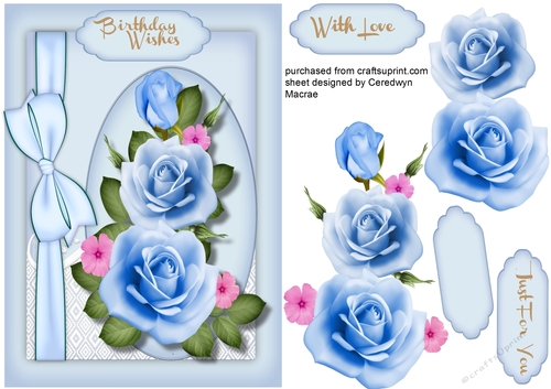 Beautiful Blue Roses with Bow 