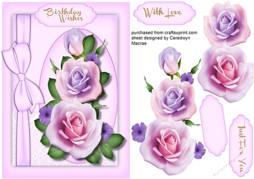 Beautiful Pink and  Lilac Roses with Bow 