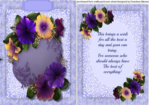 A5 lilac Petunias with Verse