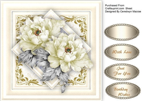 Beautiful Cream Roses on a Diamond Shaped Mat 