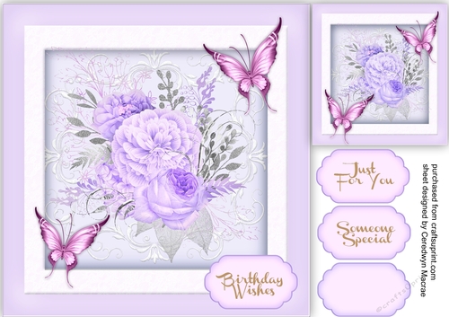 Lilac Roses on Filigree mat