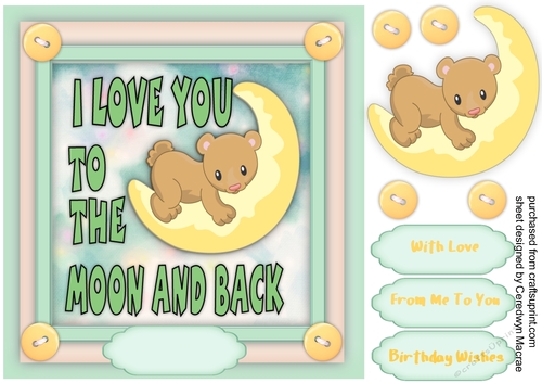 Love You ,Bear on the moon