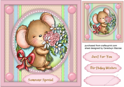 A Little Brown Mouse With Flowers 