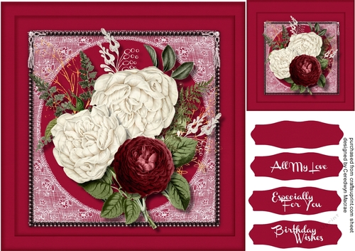Beautiful Vintage Roses on  Lace 