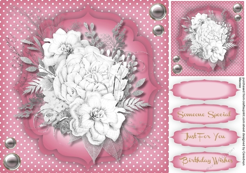 White and Silver Roses with Corner Brads