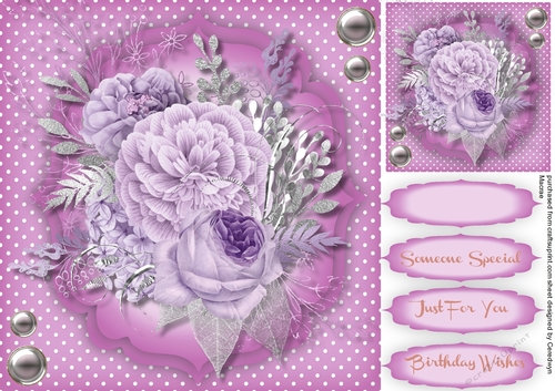 Lavender and Silver Roses with Corner Brads