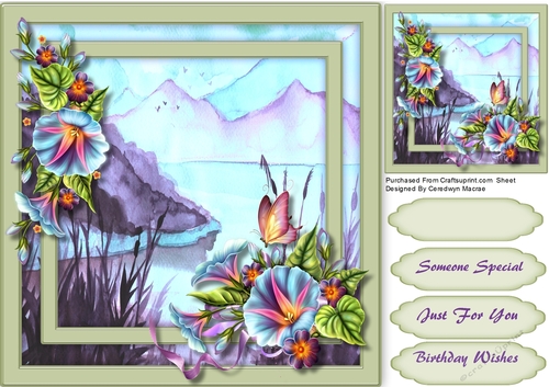 Beautiful Lake Scene with Glamour Flowers 