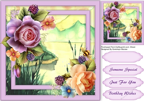 Beautiful Lake Scene with Roses 