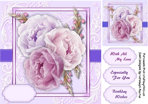 Llilac Roses on Lace 