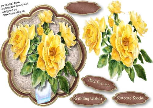 Beautiful Yellow   Roses on a petal Mat 