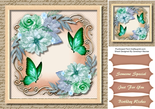 Stunning  Deep Aqua  Butterflies and Roses 5