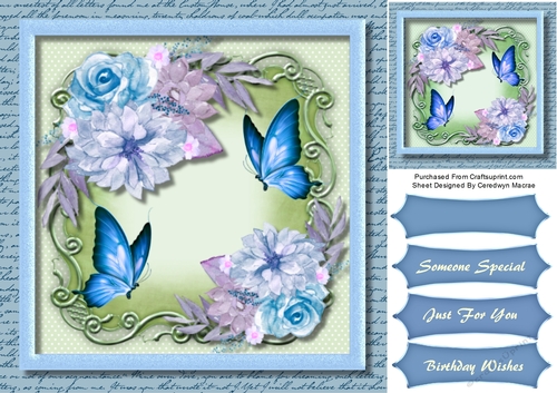Stunning  Blue Butterflies and Roses 6