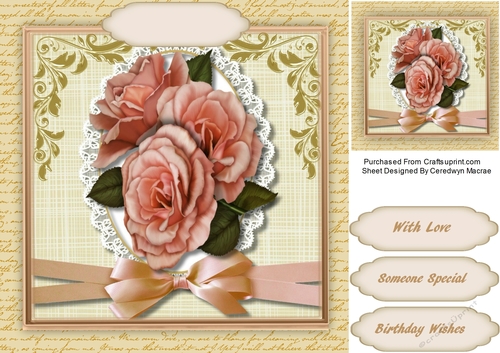 Bbeautiful Roses on a Oval lace Mat 