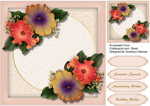 Beautiful Petunias on a Script mat 