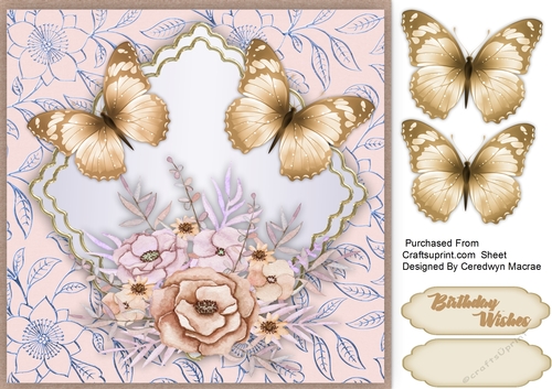 Coffee Butterflys on a Scalloped Mat