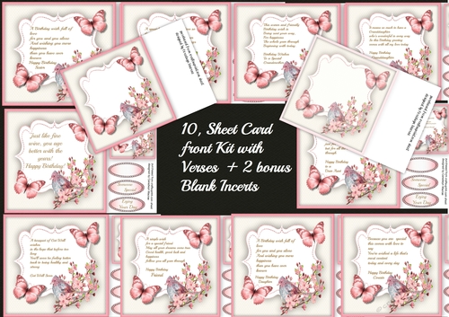10, Sheet card fronts with Verse + 2 Bonus Blank Incerts 