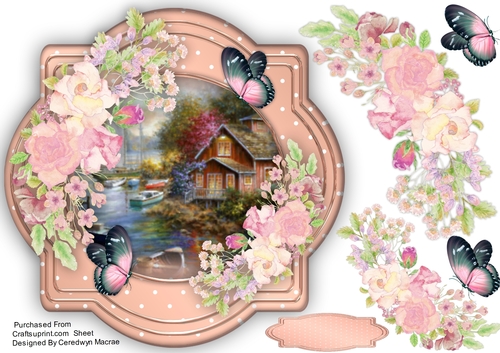 Beautiful Roses on a Shaped  Mat 