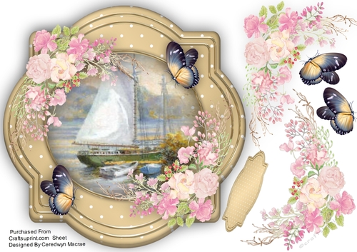 Beautiful Pink Roses on a Shaped  Mat 