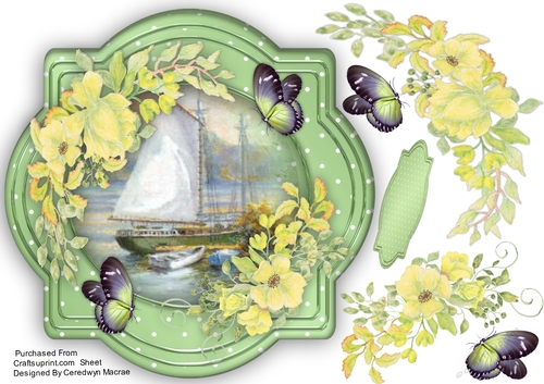 Beautiful Yellow Roses on a Shaped  Mat 