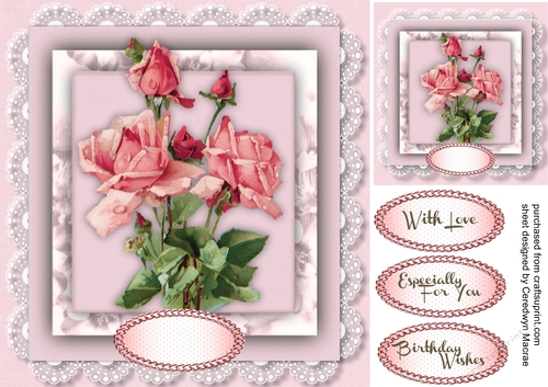 Beautiful Pink Roses on Vintage Lace Mat