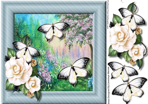 Cherry Blossom , Magnolias ,and White Butterflys 