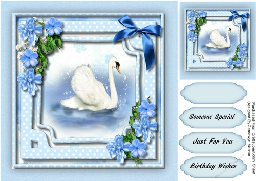 Beautiful Swan and Blue Roses 
