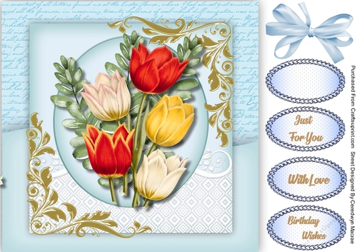 Beautiful Tulips on a Lace Mat 