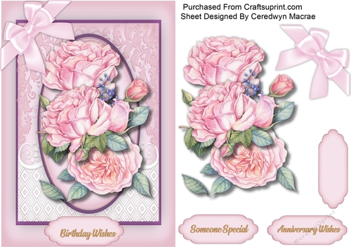Beautiful Pink Roses and Corner Bow 