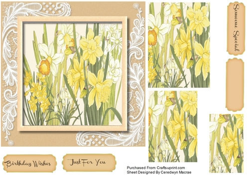 Beautiful Japanese woodblocow Daffodils