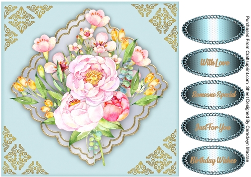  Spring Flowers on a scalloped mat 