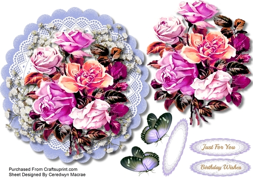 Mixed  Roses on a Lace Mat 